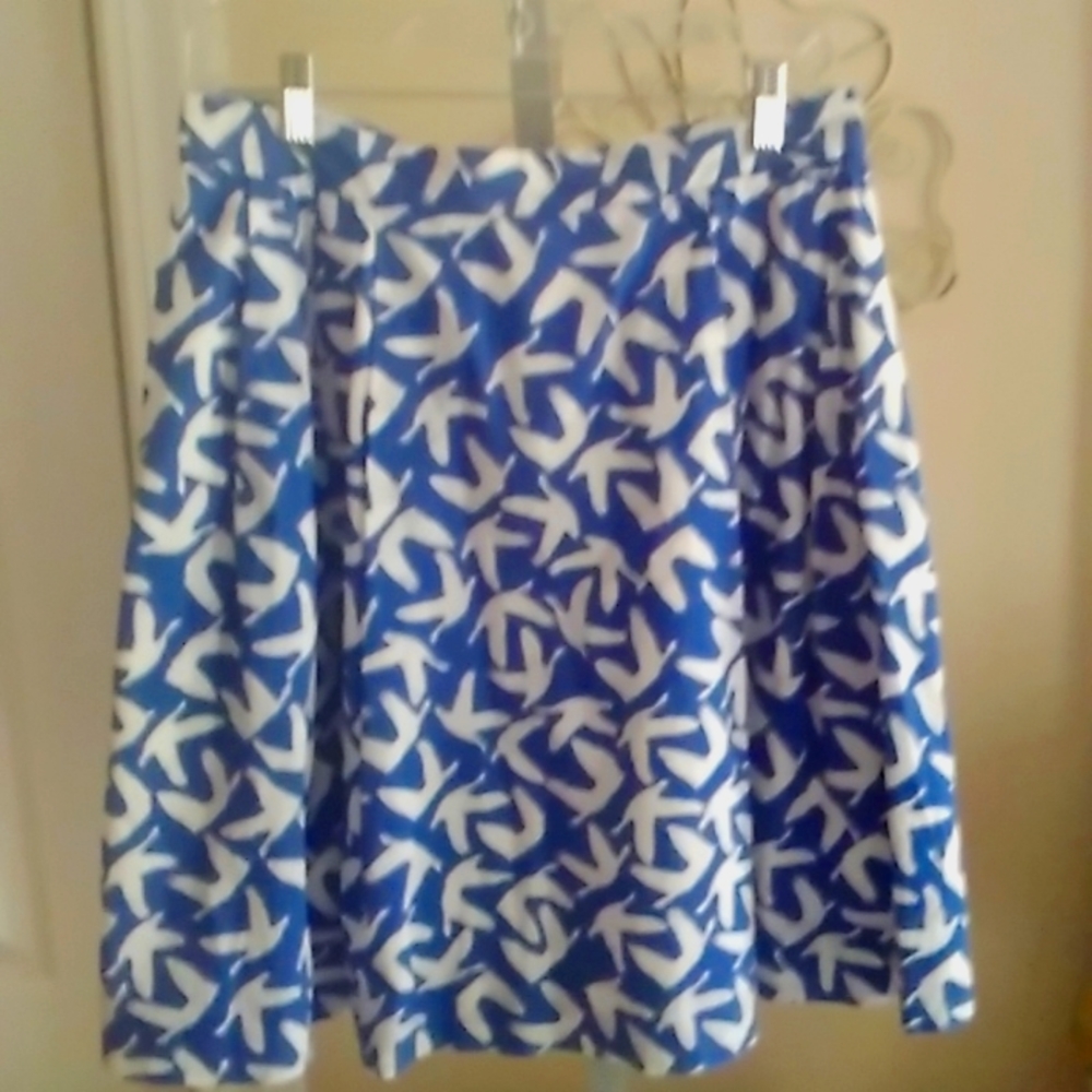 bird print skirt L.L. Bean cotton
